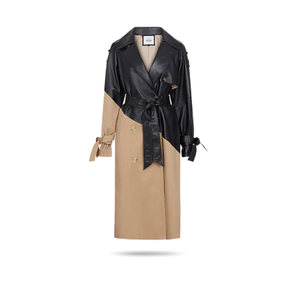 Плащ со вставками из кожи/замши от 90 см