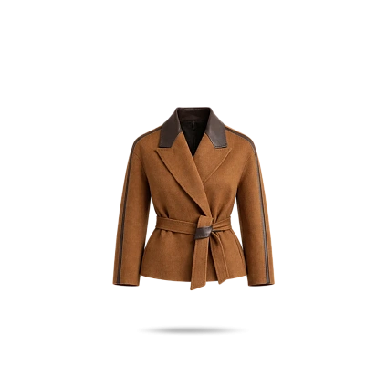 Пальто со вставками из кожи/замши до 90 см